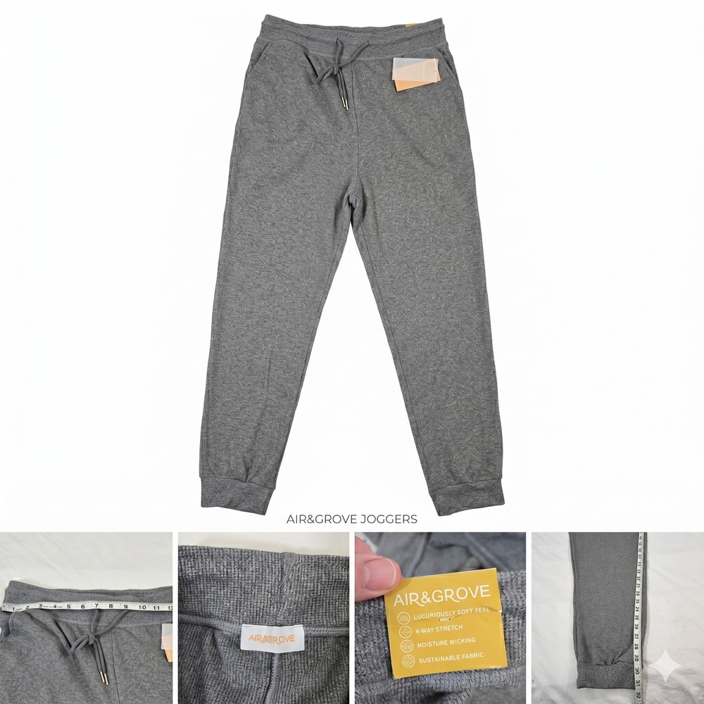Air & Grove Mens Joggers Large NWT Dark Gray Ribbed Knit Lounge Pants Soft